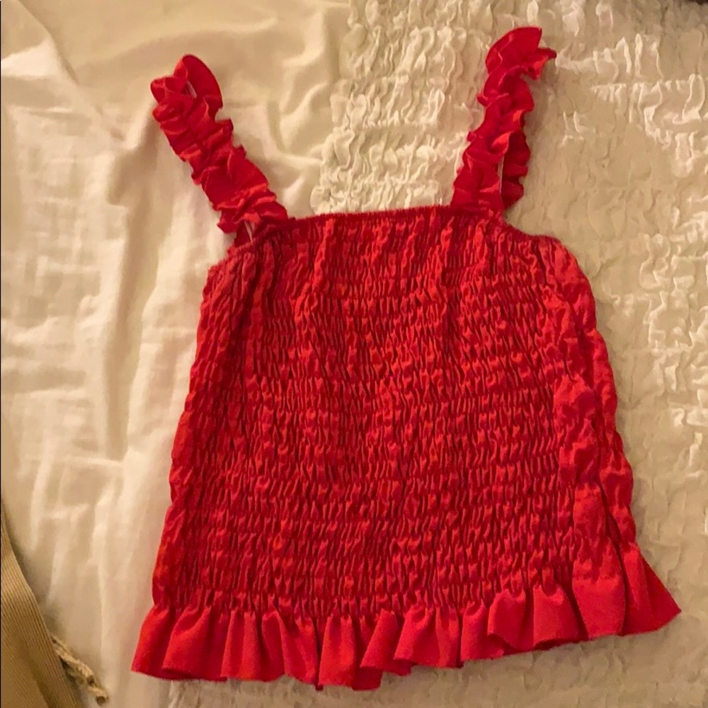 Smocked top red